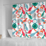 Watercolor Bowling Pattern Shower Curtain Fulfilled In US