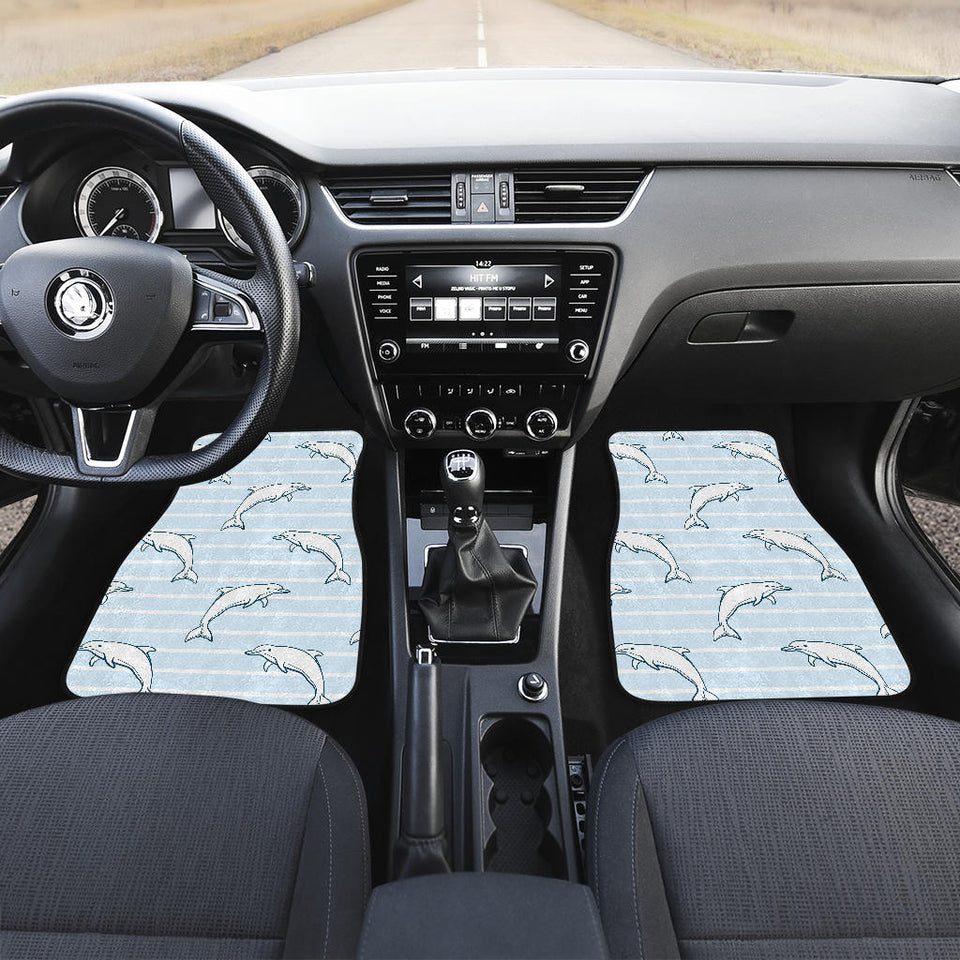 Dolphin Blue Striped Background Front And Back Car Mats