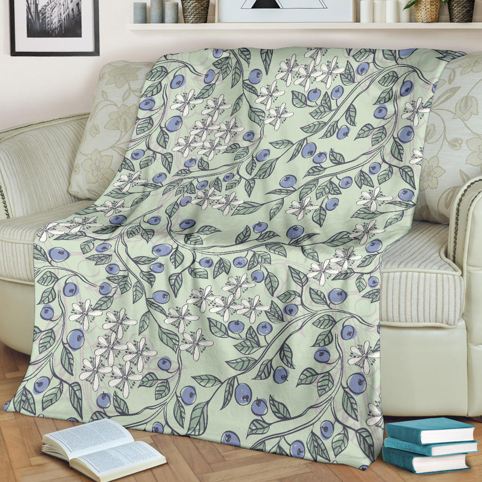 Hand Drawn Blueberry Pattern Premium Blanket
