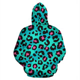 Green Leopard Skin Print Pattern Zip Up Hoodie