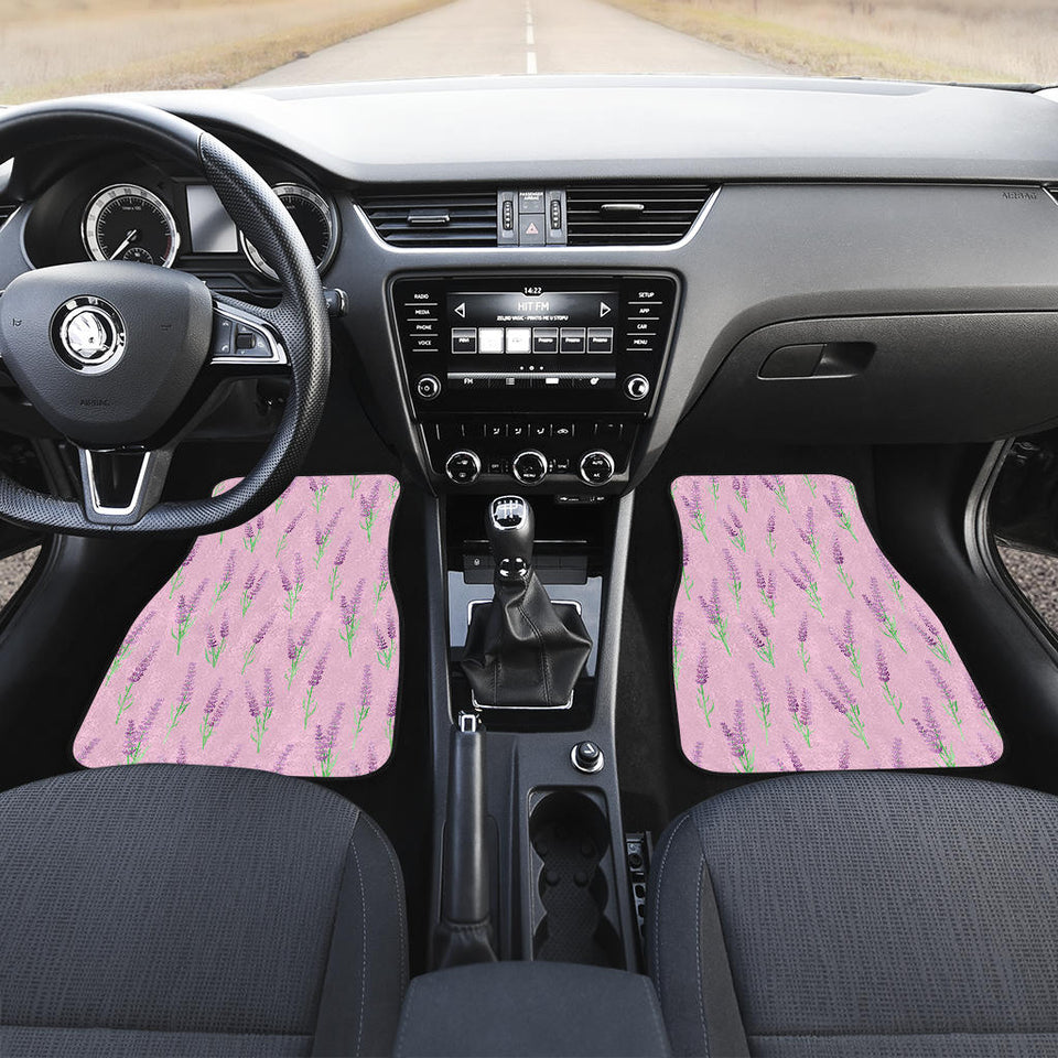 Lavender Pattern Pink Background Front And Back Car Mats