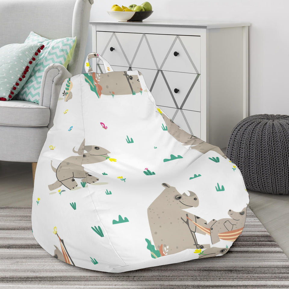 Cute Rhino Pattern Background Bean Bag Cover