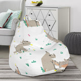 Cute Rhino Pattern Background Bean Bag Cover