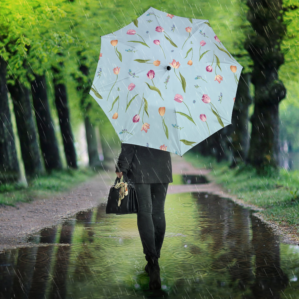 Watercolor Tulips Pattern Umbrella