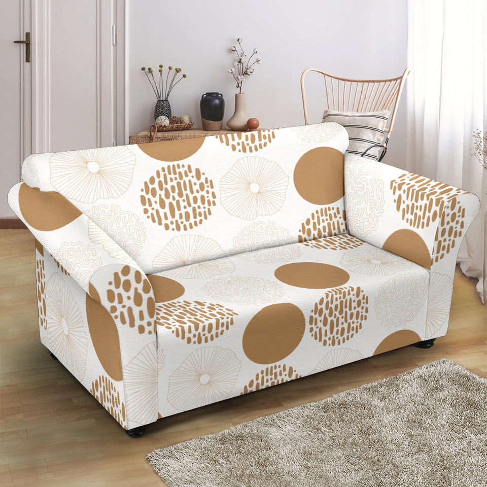 Gold Texture Mushroom Pattern Loveseat Couch Slipcover