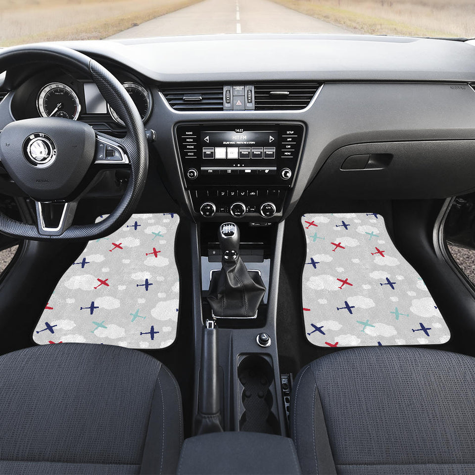 Airplane Cloud Grey Background Front And Back Car Mats