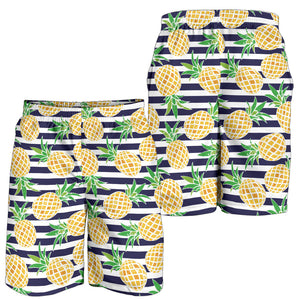 Pineapples Pattern Striped Background Men Shorts