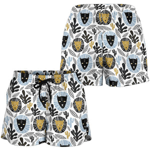 Lion Pattern Print Design 05 Women Shorts