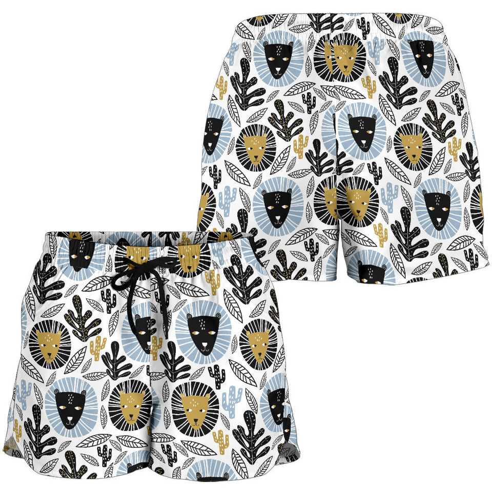 Lion Pattern Print Design 05 Women Shorts