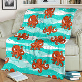 Octopuses Sea Wave Background Premium Blanket