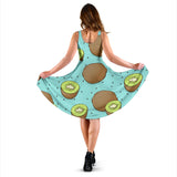 Kiwi Blue Background Sleeveless Midi Dress