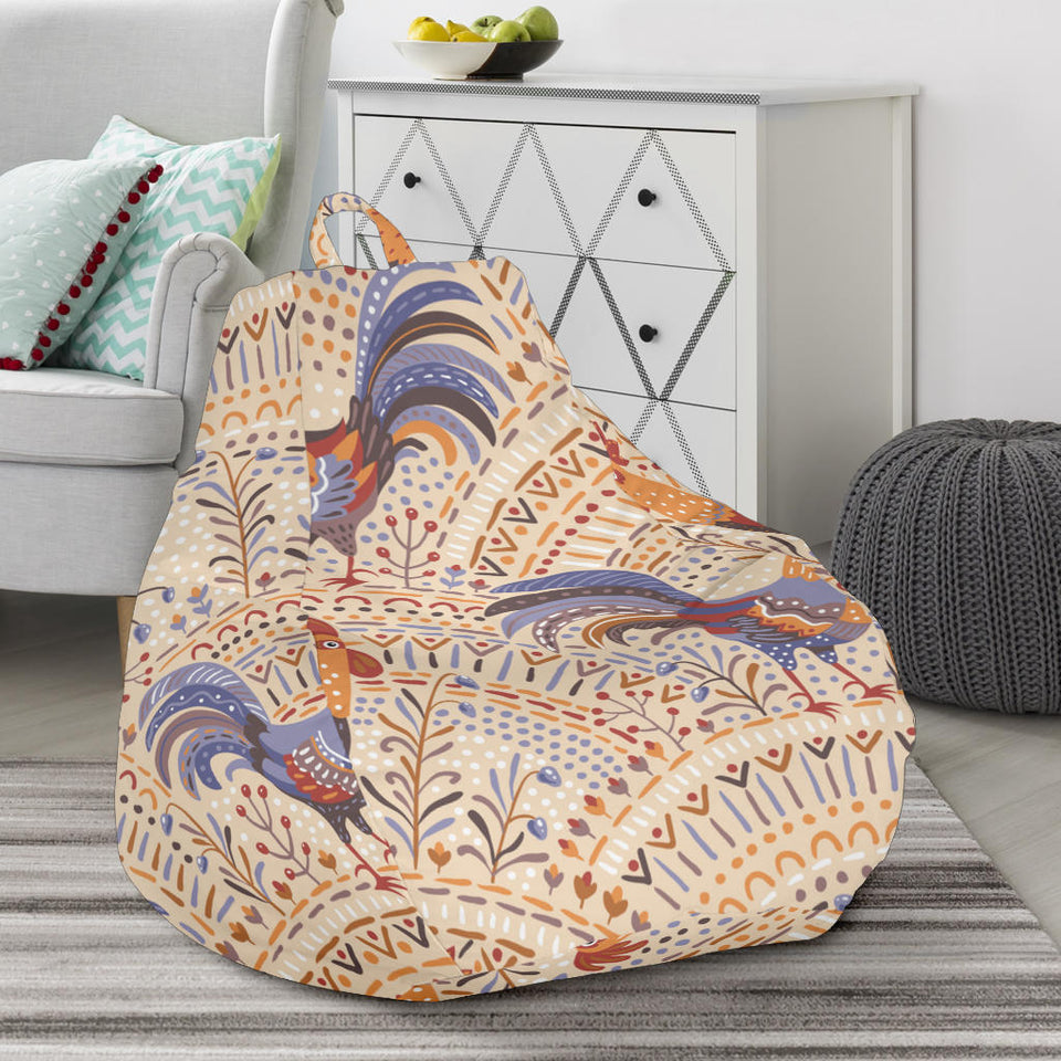 Cute Rooster Chicken Cock Floral Ornament Background Bean Bag Cover