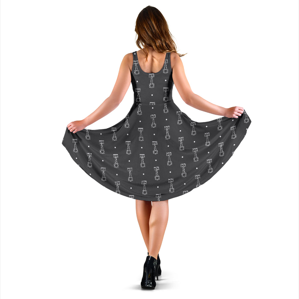 Engine Piston Black Background Pattern Print Design 02 Sleeveless Midi Dress