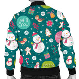 Snowman Bird Decorative Elements Christmas Pattern Men'S Bomber Jacket