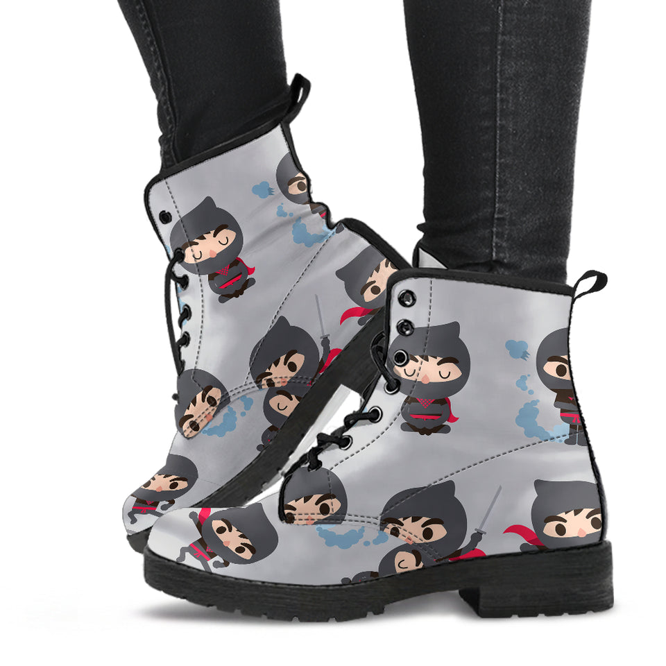 Cute Ninja Pattern Leather Boots