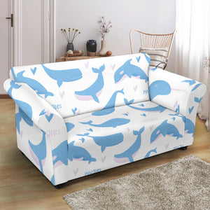 Blue Whale Pattern Loveseat Couch Slipcover