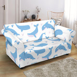 Blue Whale Pattern Loveseat Couch Slipcover