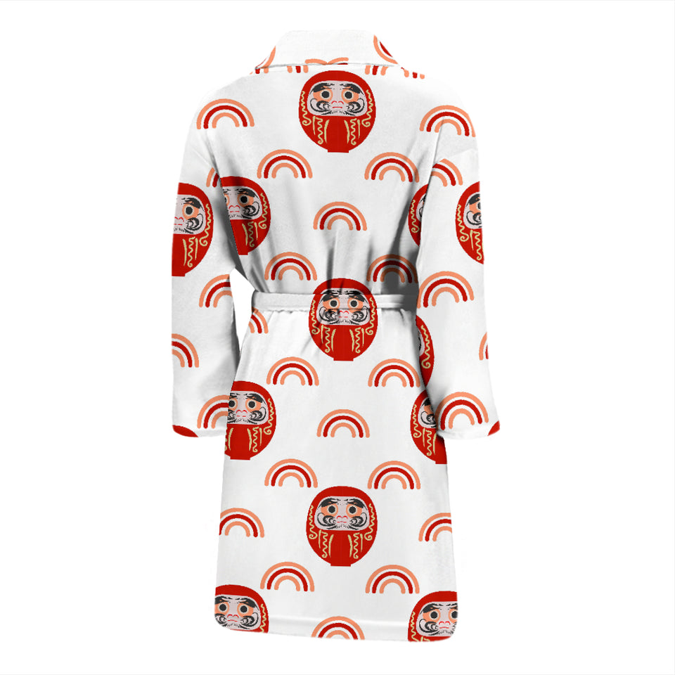Daruma Japanese Wooden Doll Design Pattern Men'S Bathrobe