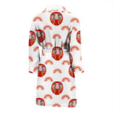 Daruma Japanese Wooden Doll Design Pattern Men'S Bathrobe