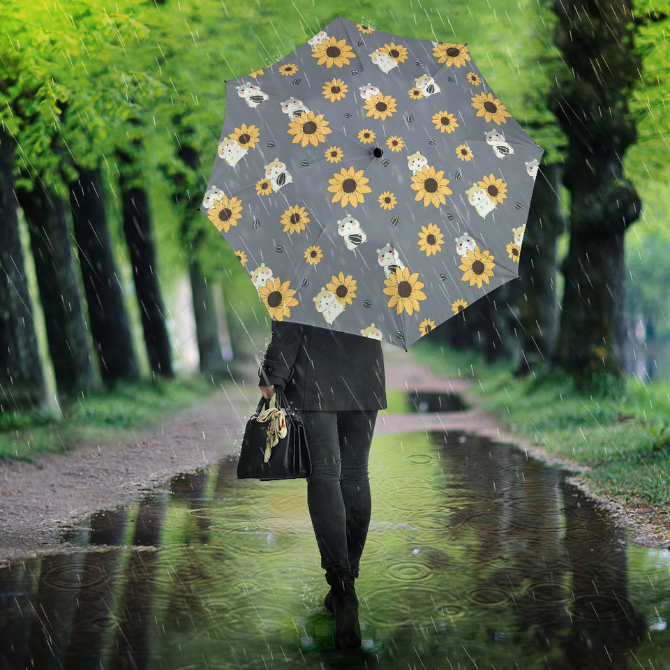 Cute Hamster Sunflower Pattern Background Umbrella