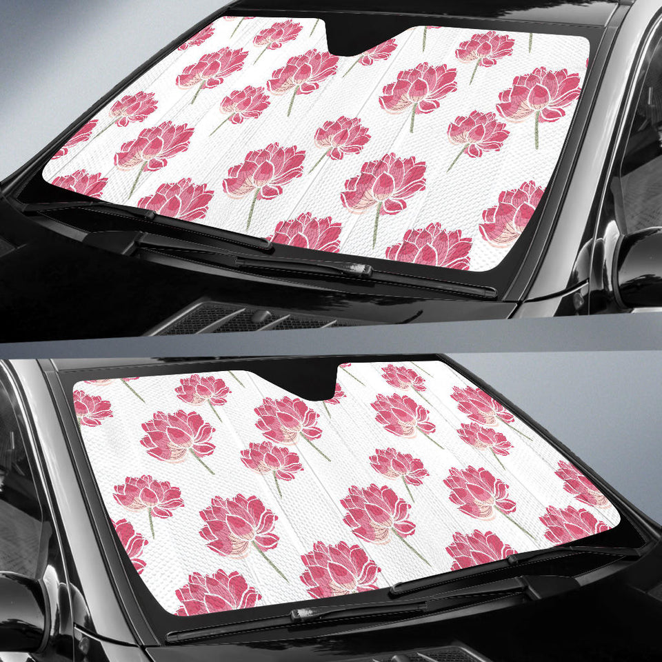 Pink Lotus Waterlily Pattern Car Sun Shade