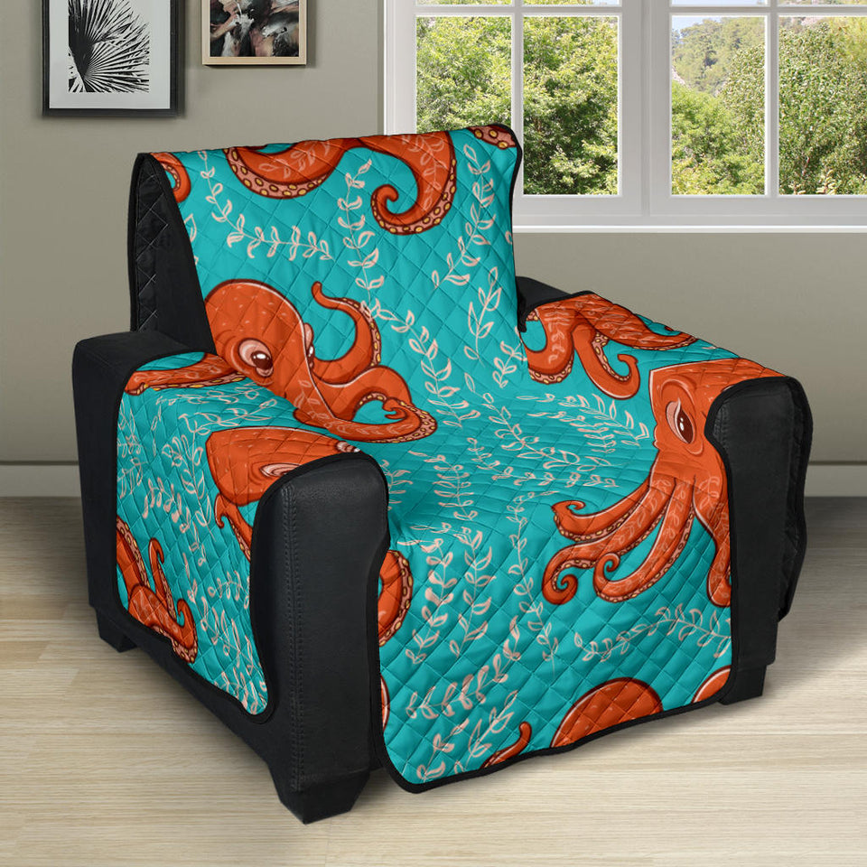 Octopus turquoise background Recliner Cover Protector