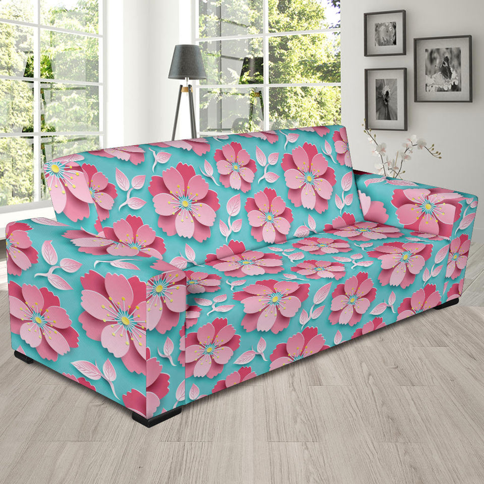 3D Sakura Cherry Blossom Pattern Sofa Slipcover