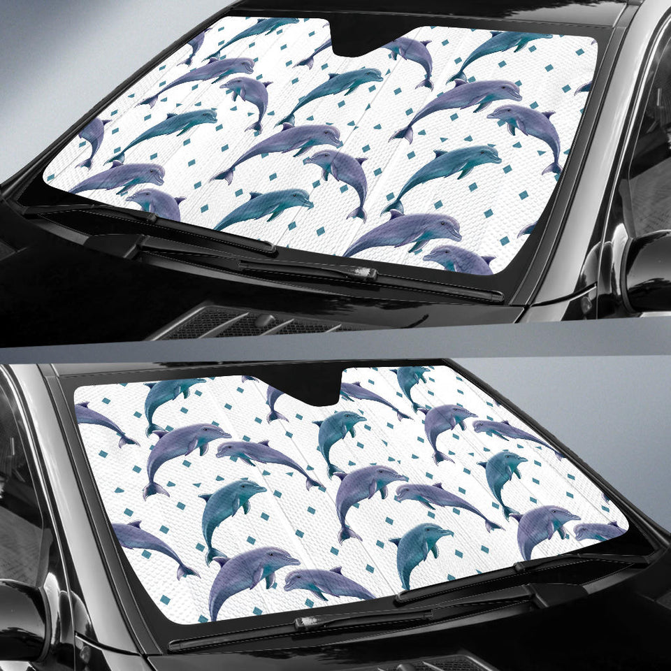 Dolphins Pattern Dotted Background Car Sun Shade