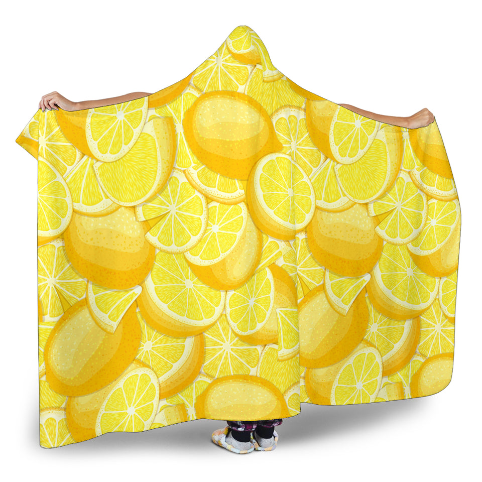 Lemon Pattern Hooded Blanket
