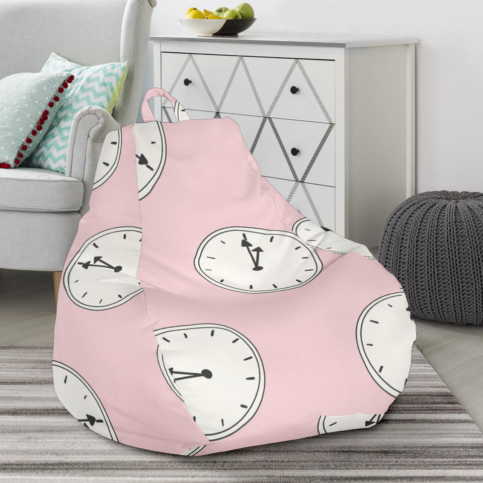 Clock Pattern Pink Blackground Bean Bag Cover