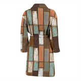 Wood Printed Pattern Print Design 02 Men's Bathrobe