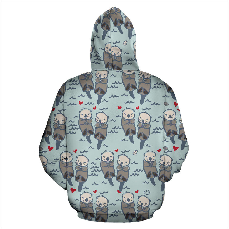 Lovely Sea Otter Pattern Men Women Pullover Hoodie