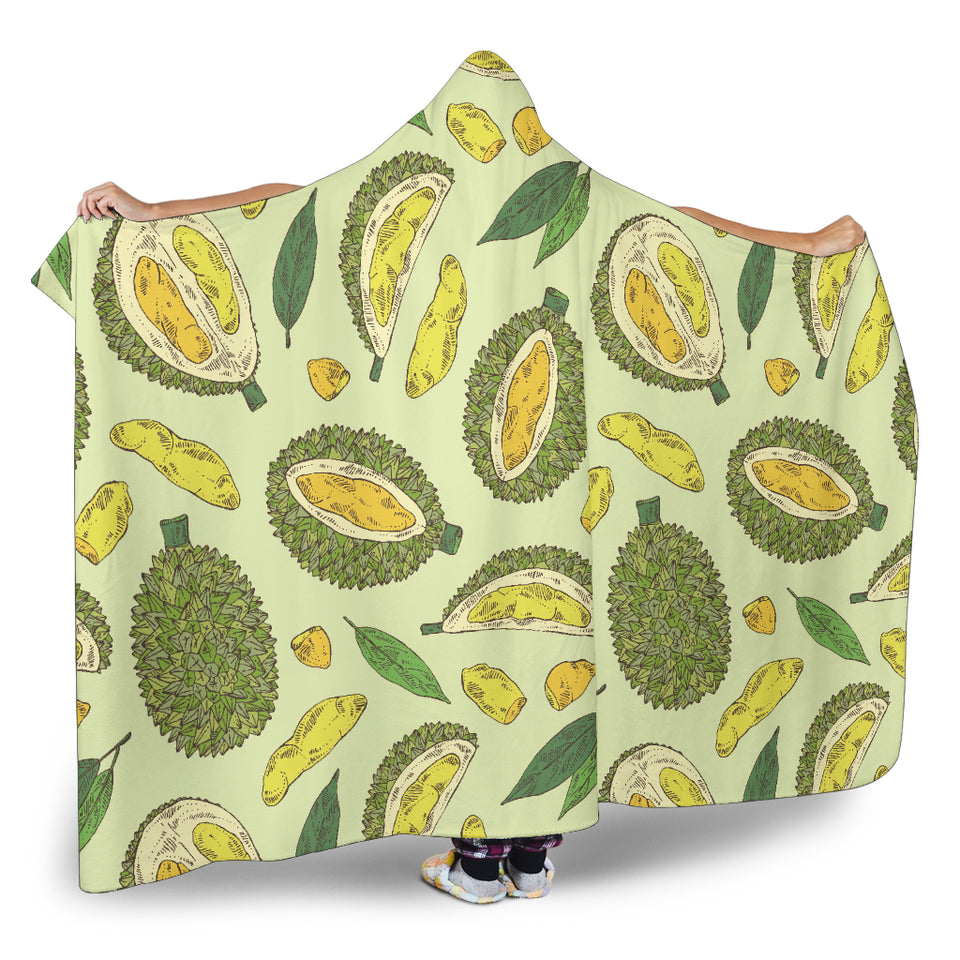 Durian Leaves Pattern Background Hooded Blanket