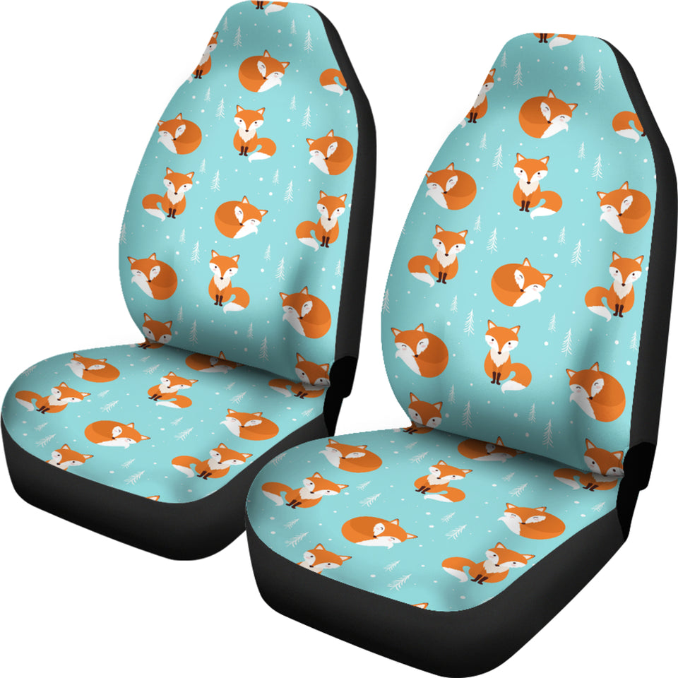 Fox Pattern Blue B Ackground Universal Fit Car Seat Covers