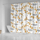 Cute Beagle Dog Pattern Background Shower Curtain Fulfilled In US