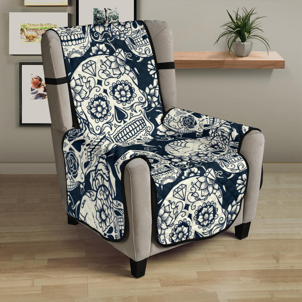 Sugar skull black white pattern Chair Cover Protector