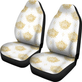 Gold Ornamental Lotue Waterlily Symbol Pattern Universal Fit Car Seat Covers