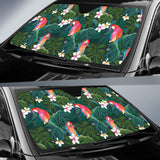 Parrot Palm Tree Leaves Flower Hibiscus Pattern Car Sun Shade