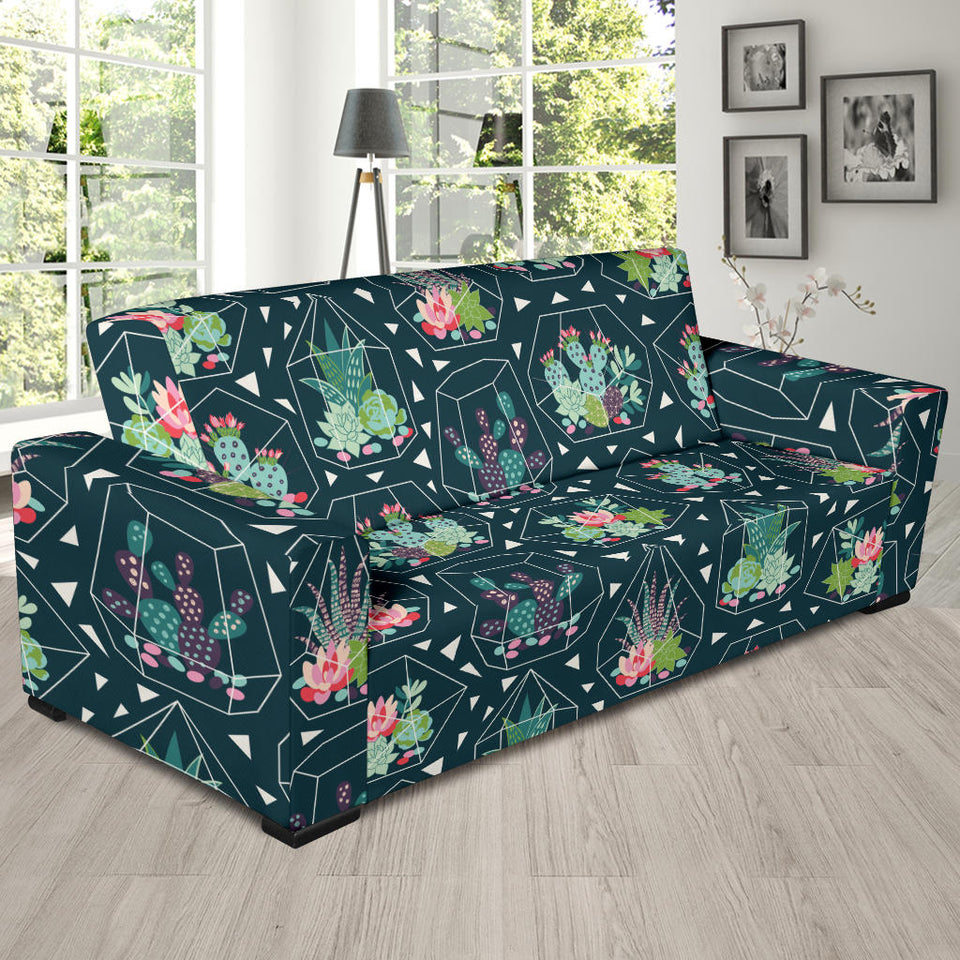 Cactus Glass Terrarium Pattern Sofa Slipcover