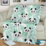Panda Pattern Tropical Leaves Background Premium Blanket