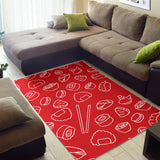 Sushi Pattern Red Background Area Rug