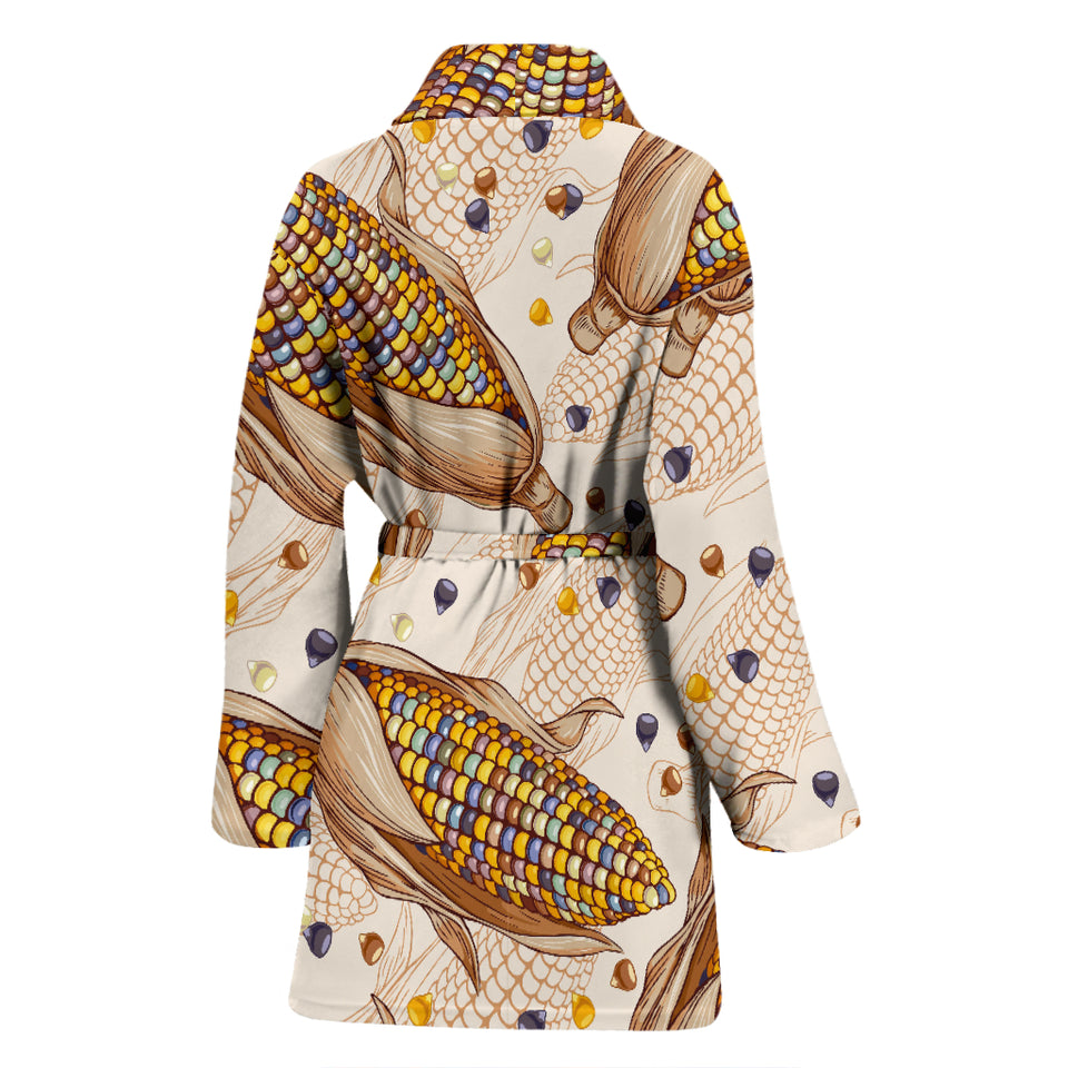 Corn Pattern Print Design 03 Women's Bathrobe
