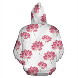 Pink Lotus Waterlily Pattern Zip Up Hoodie