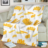 French Fries White Paper Box Pattern Premium Blanket