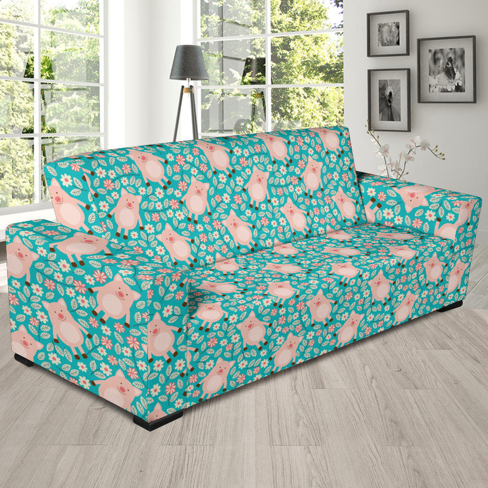 Pig Pattern Print Design 01  Sofa Slipcover