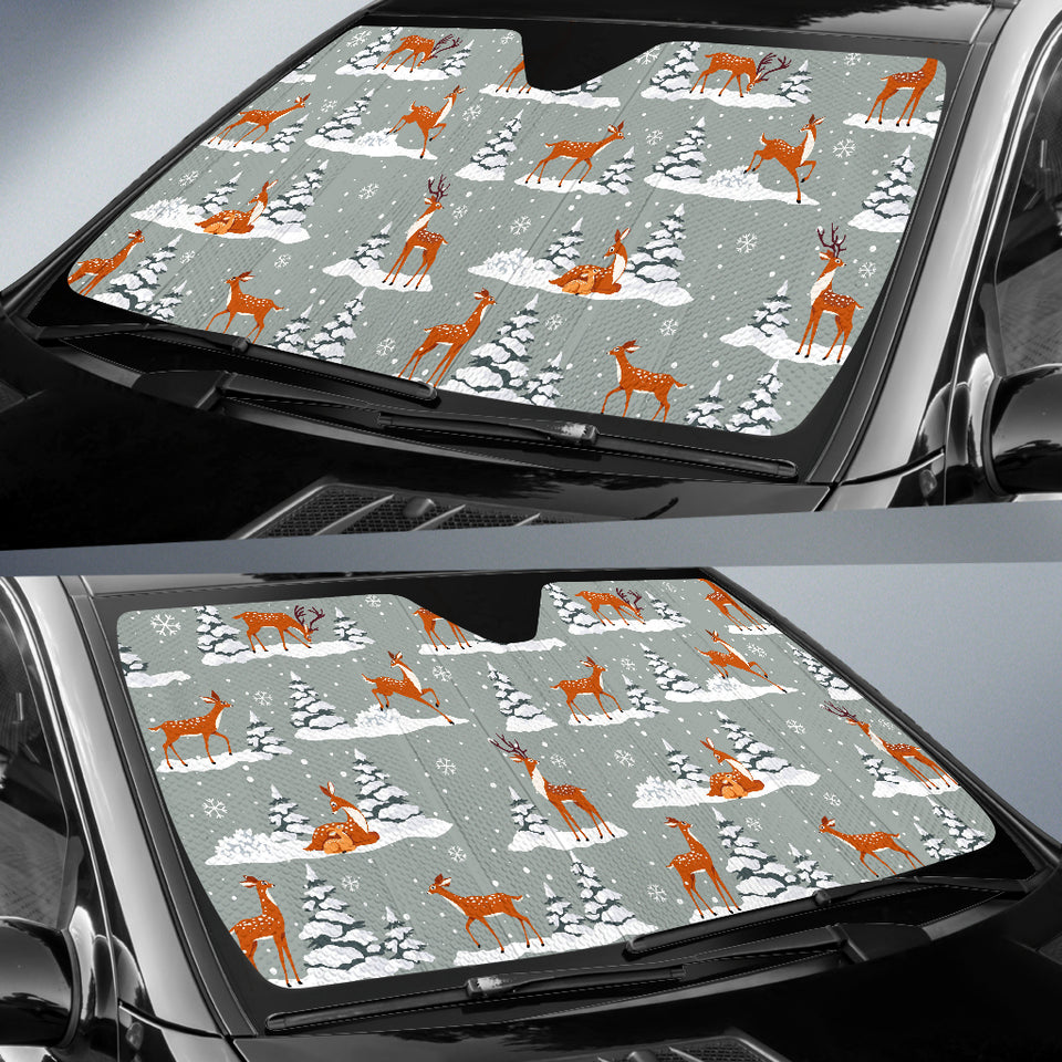Beautiful Deers Winter Christmas Car Sun Shade