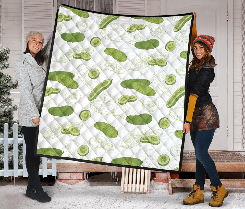 Cucumber Sketch Pattern Premium Quilt