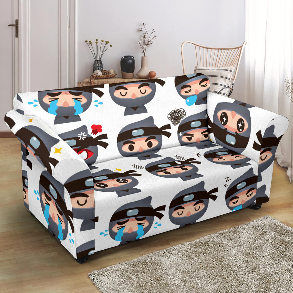 Cute Ninja Design Pattern Loveseat Couch Slipcover