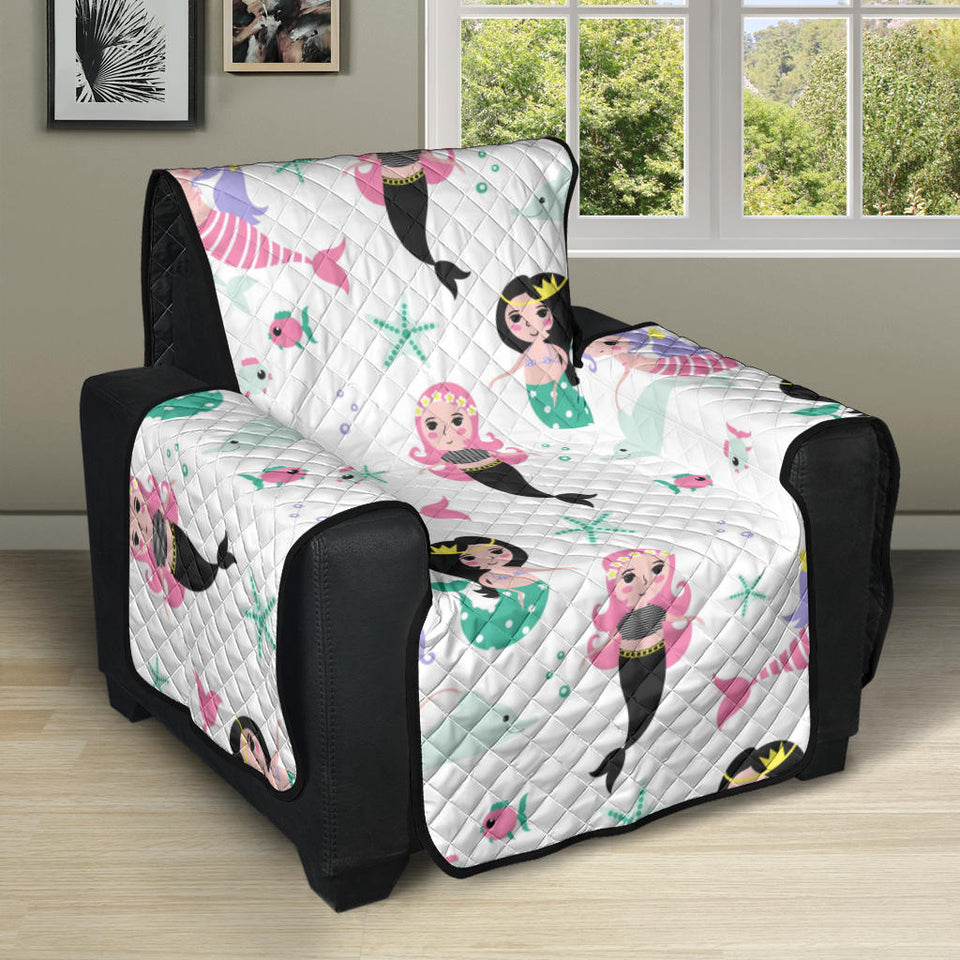 cute mermaid dolphin fish starfish pattern Recliner Cover Protector