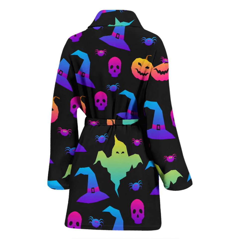Colorful Halloween Background Women'S Bathrobe